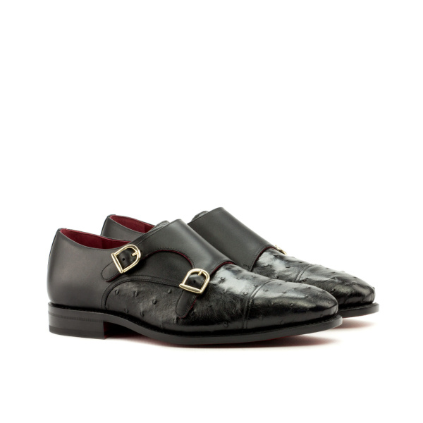 Black Double Monk Shoe