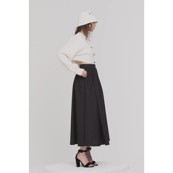 Flared button front long skirt Clothing long skirt Luxury Shoes 