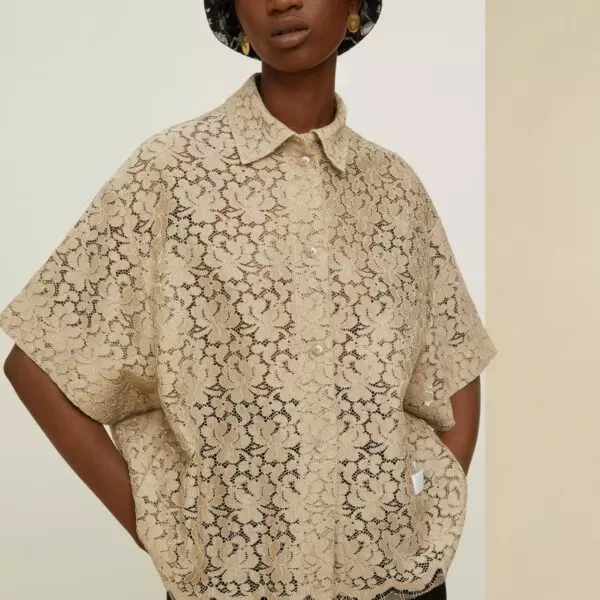 Patou Floral lace short sleeve blouse, view 4