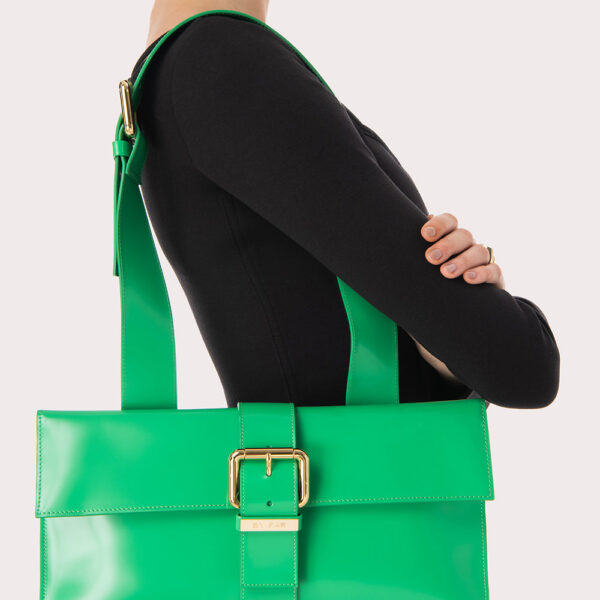 By Far Carol super green semi patent leather bag, view 2