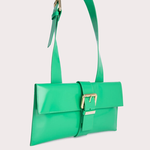 By Far Carol super green semi patent leather bag, view 3