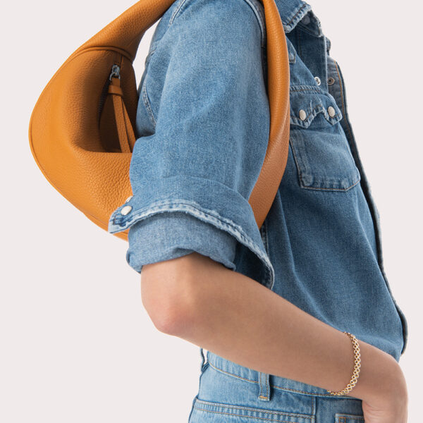 By Far Cush caramel flat grain leather bag, view 2