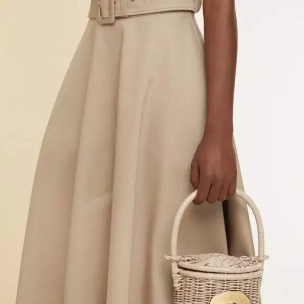 Patou Belted flared midi skirt, view 4