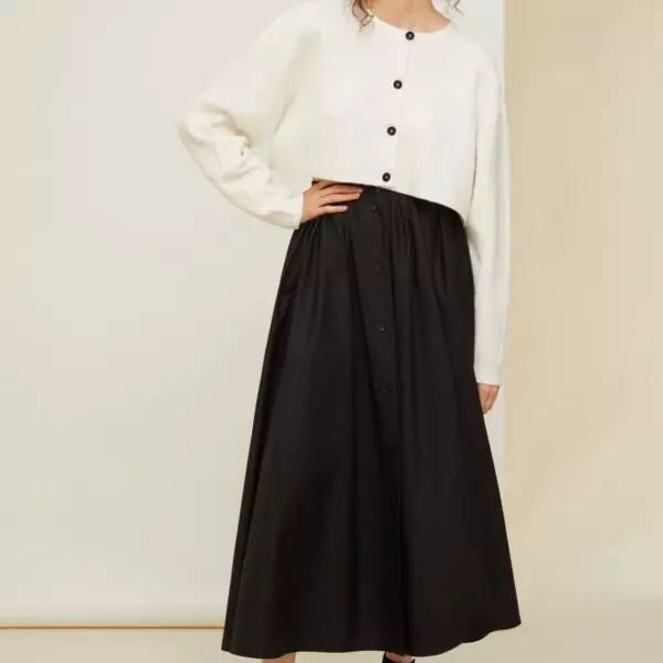 Patou Flared button front long skirt, view 3