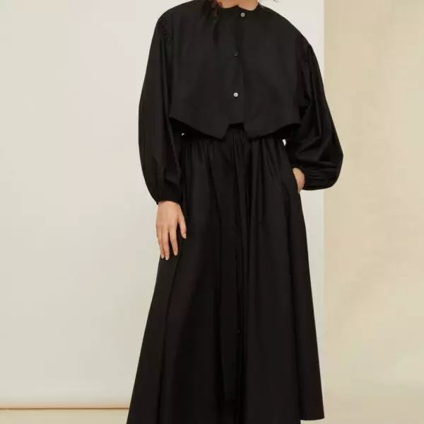 Patou Flared button front long skirt, view 2