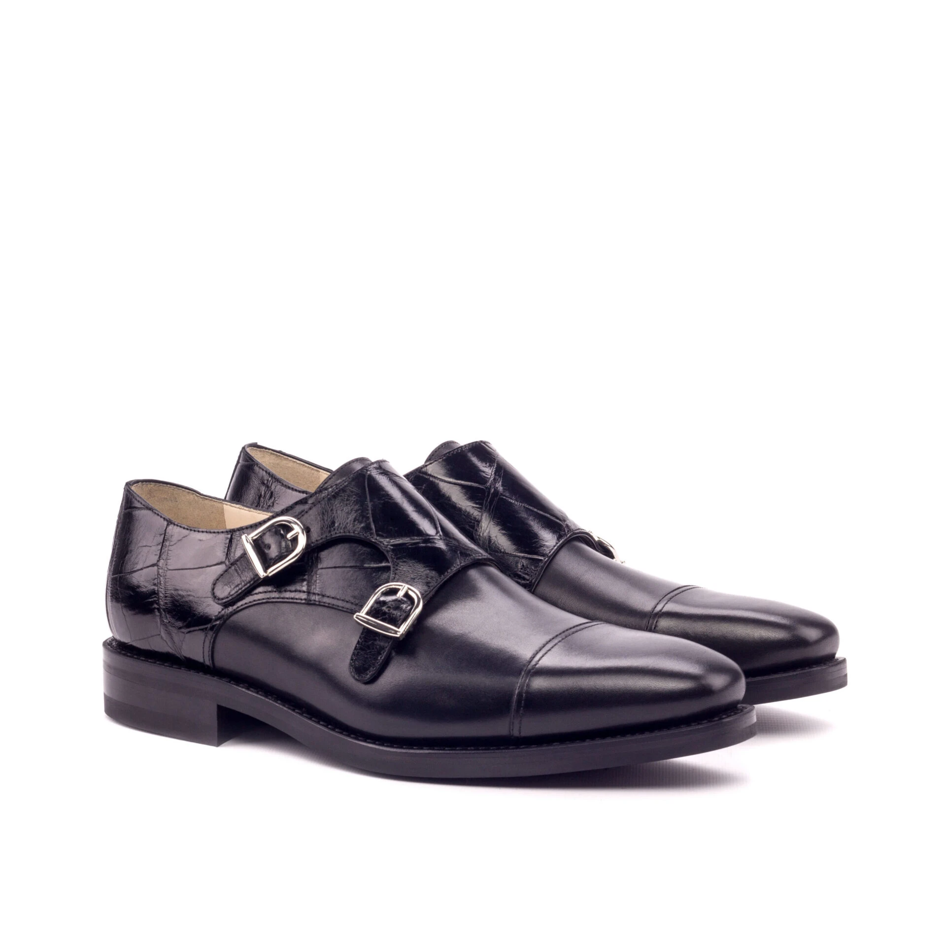 Black Double Monk Shoe Black Double Monk Shoe