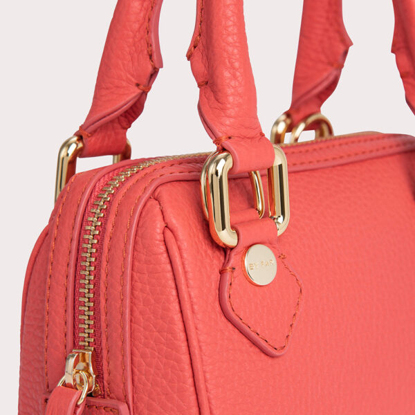 By Far Dora coral flat grain leather bag, view 3