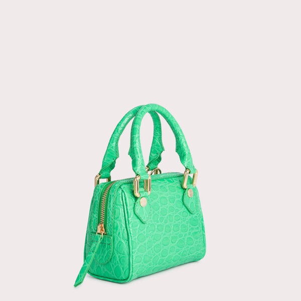 By Far Dora super green circular croco embossed leather bag, view 4