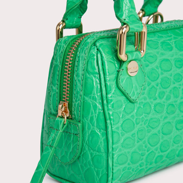By Far Dora super green circular croco embossed leather bag, view 5