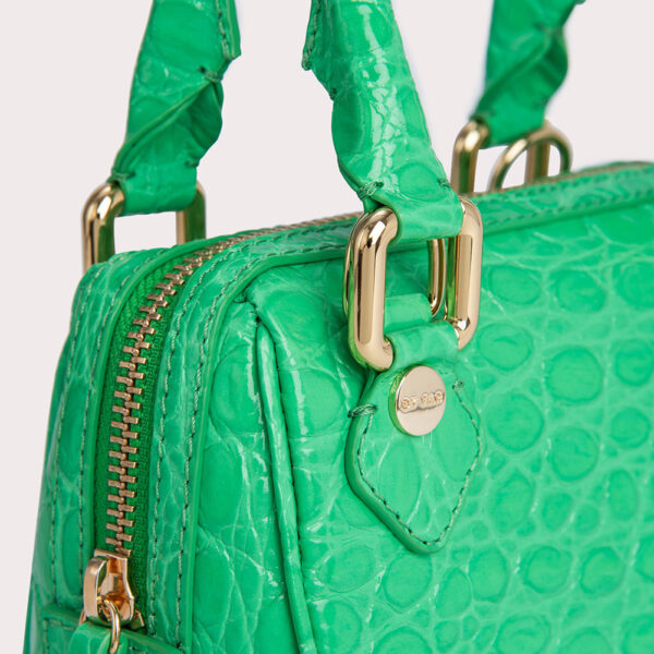 By Far Dora super green circular croco embossed leather bag, view 6