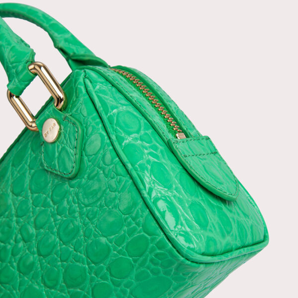 By Far Dora super green circular croco embossed leather bag, view 7