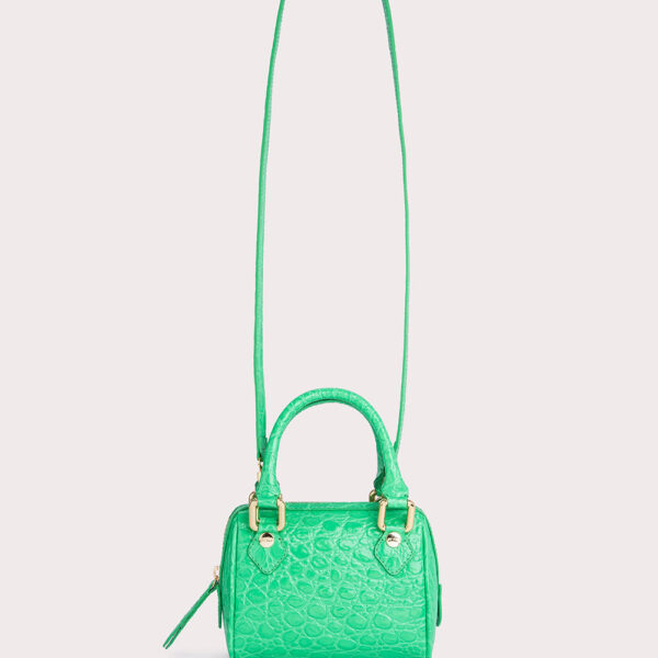 By Far Dora super green circular croco embossed leather bag, view 9