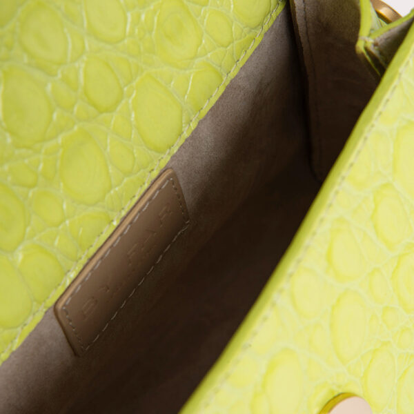 By Far Mini acid green circular croco embossed leather bag, view 7
