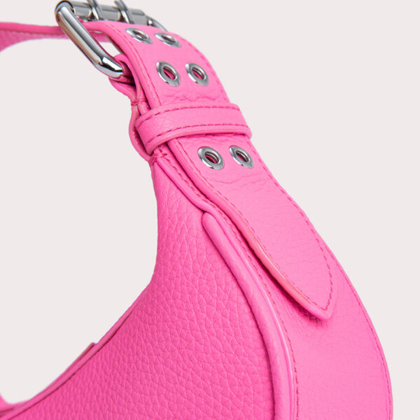 By Far Mini soho hot pink flat grain leather bag, view 3
