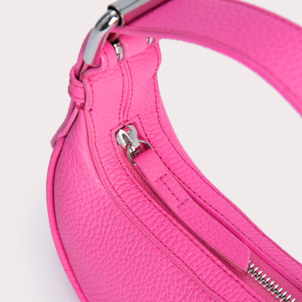By Far Mini soho hot pink flat grain leather bag, view 5