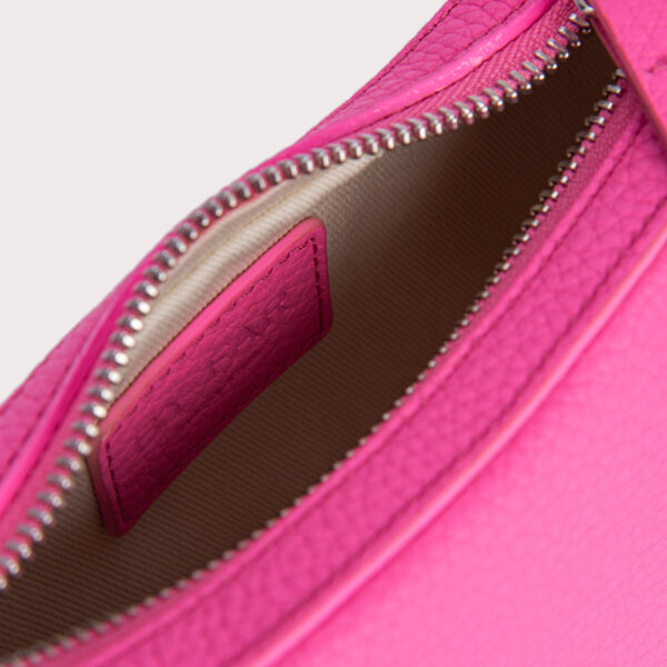 By Far Mini soho hot pink flat grain leather bag, view 6