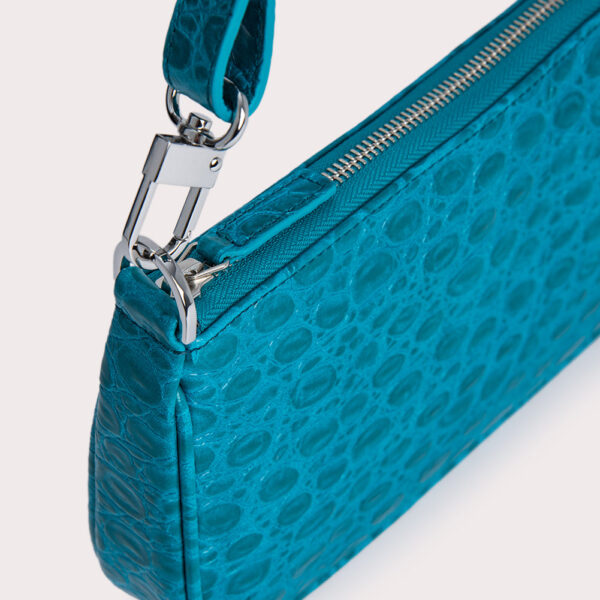 By Far Rachel azur circular croco embossed leather bag, view 3
