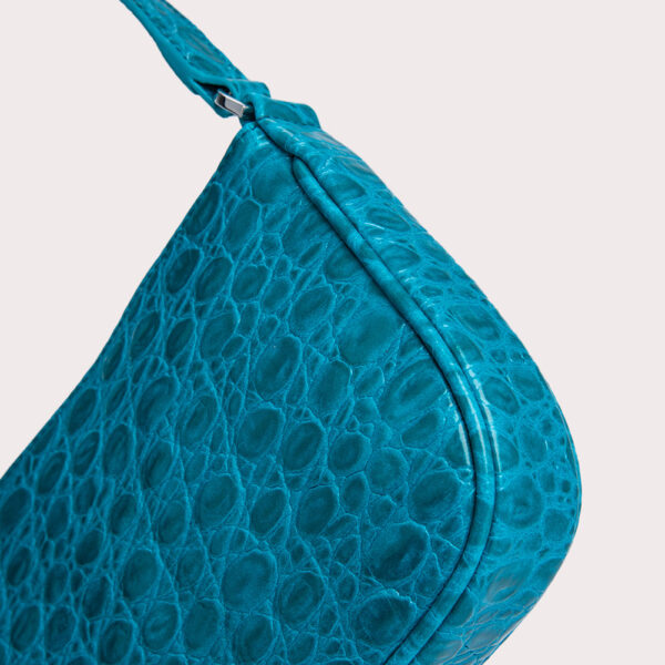 By Far Rachel azur circular croco embossed leather bag, view 4
