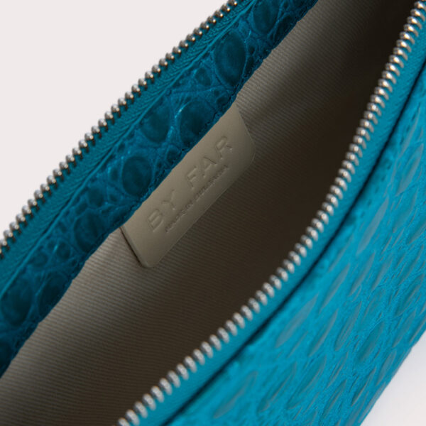 By Far Rachel azur circular croco embossed leather bag, view 5