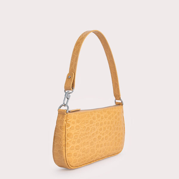By Far Rachel biscuit circular croco embossed leather bag, view 2