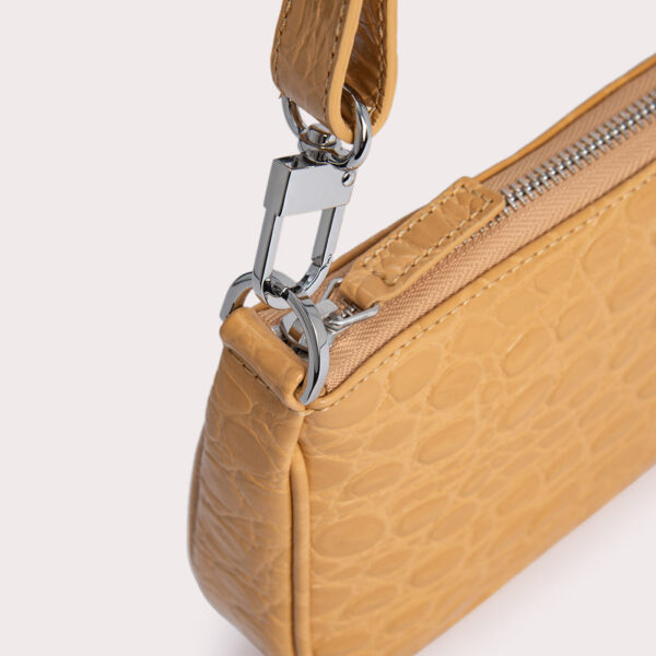 By Far Rachel biscuit circular croco embossed leather bag, view 3