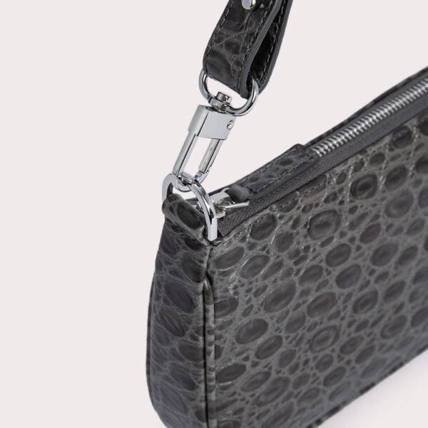 By Far Rachel cement circular croco embossed leather bag, view 4