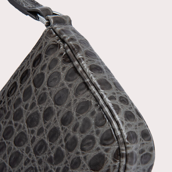 By Far Rachel cement circular croco embossed leather bag, view 3