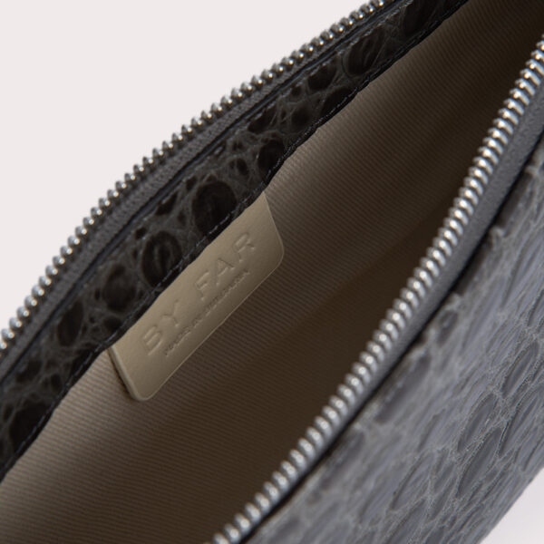 By Far Rachel cement circular croco embossed leather bag, view 5