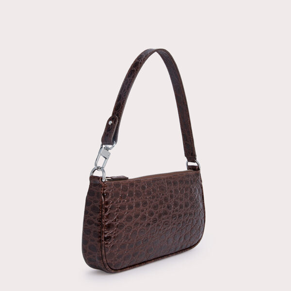 By Far Rachel sequoia circular croco embossed leather bag, view 2
