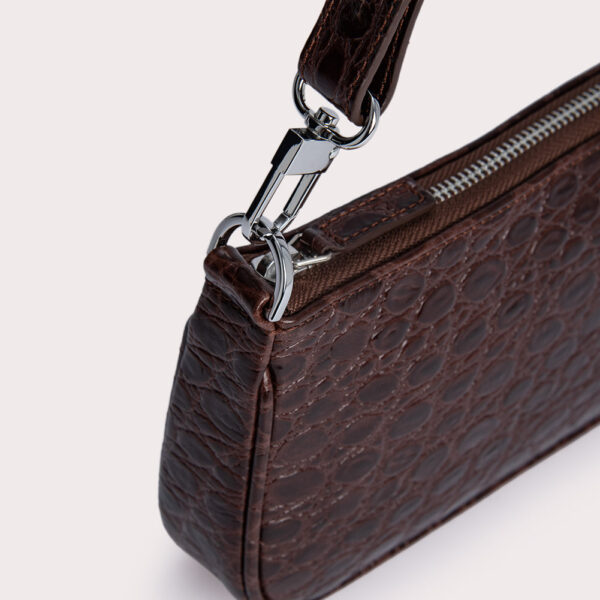 By Far Rachel sequoia circular croco embossed leather bag, view 3