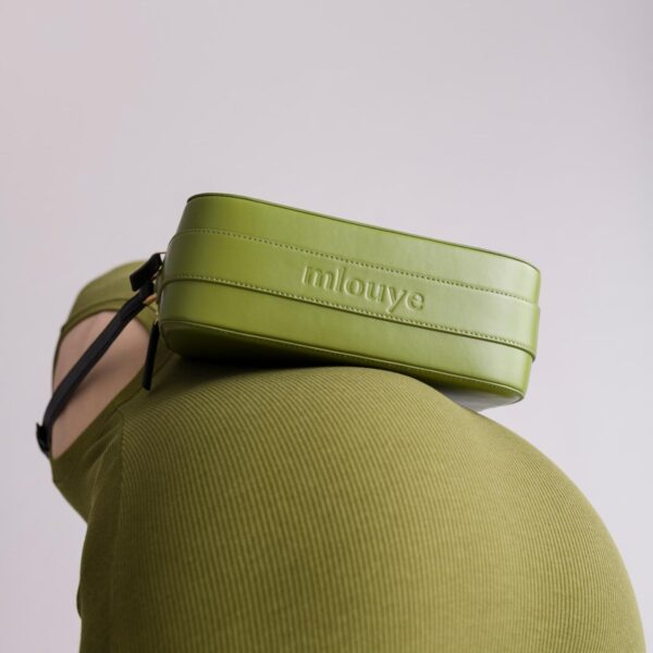 Mlouye Art deco camera calla green bag, view 6