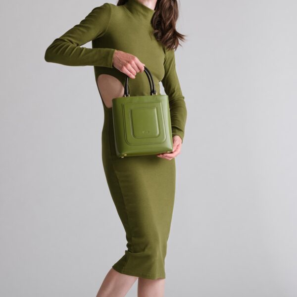 Mlouye Art deco tote calla green bag, view 2