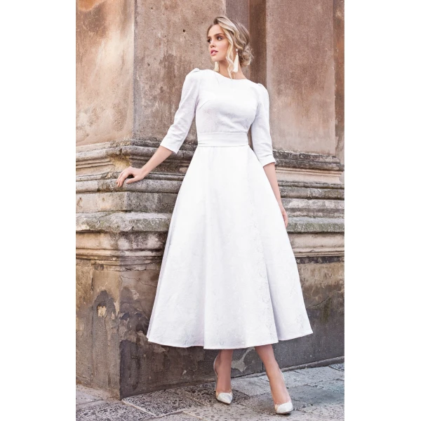 Francesca dress Jacquard alyzee emerald dress Clothing 3/4 Sleeve Luxury Shoes 