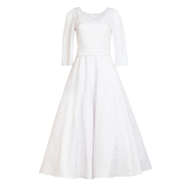 Francesca dress Jacquard alyzee emerald dress Clothing 3/4 Sleeve Luxury Shoes 