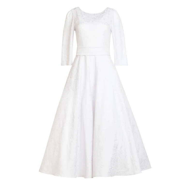Francesca dress Jacquard alyzee emerald dress Clothing 3/4 Sleeve Luxury Shoes 