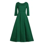 Francesca dress Jacquard alyzee emerald dress Clothing 3/4 Sleeve Luxury Shoes 