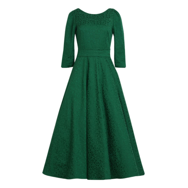 Francesca dress Jacquard alyzee emerald dress Clothing 3/4 Sleeve Luxury Shoes 