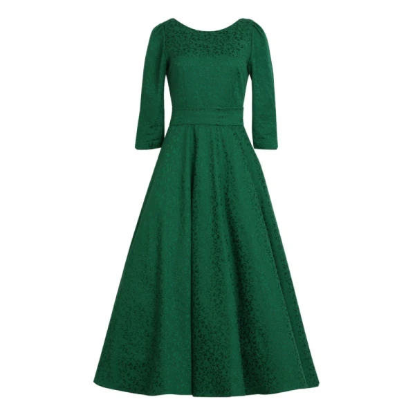 Francesca dress Jacquard alyzee emerald dress Clothing 3/4 Sleeve Luxury Shoes 