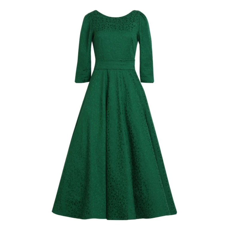 Francesca dress Jacquard alyzee emerald dress Clothing 3/4 Sleeve Luxury Shoes 