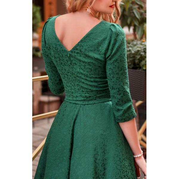 Francesca dress Jacquard alyzee emerald dress Clothing 3/4 Sleeve Luxury Shoes 
