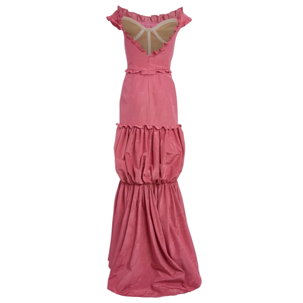 Apple red and pink wave print corset dress   Luxury Shoes 