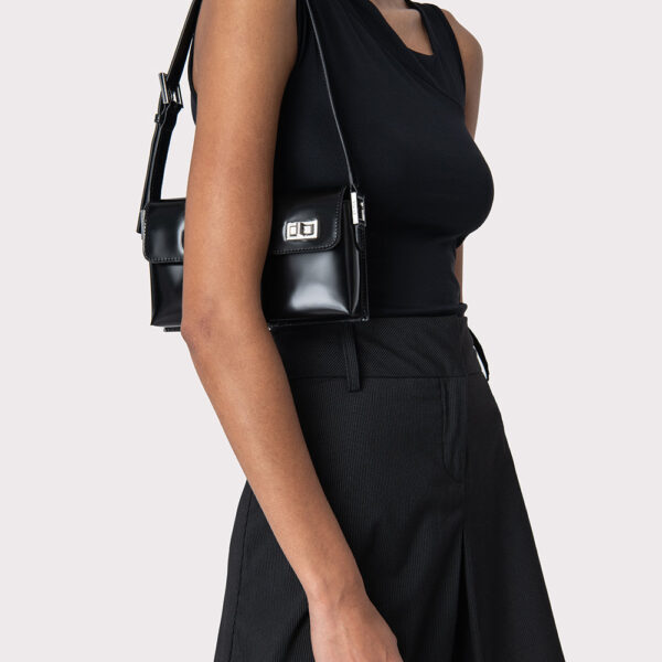 By Far Baby billy black semi patent leather bag, view 3