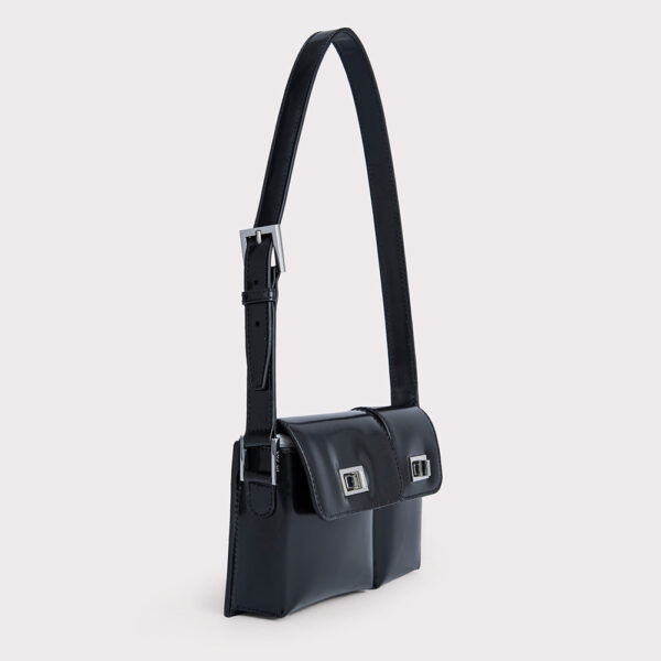 By Far Baby billy black semi patent leather bag, view 4