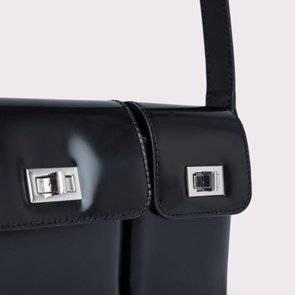 By Far Baby billy black semi patent leather bag, view 5