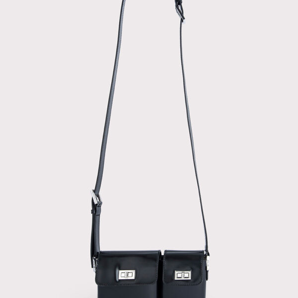 By Far Baby billy black semi patent leather bag, view 9