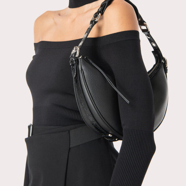 By Far Gib black croco and flat grain leather bag, view 2