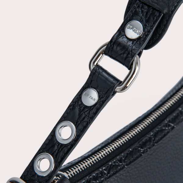 By Far Gib black croco and flat grain leather bag, view 6