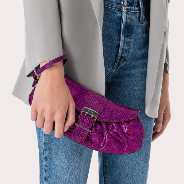 By Far Glami fuchsia disco dot leather bag, view 2