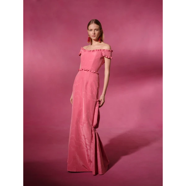 Apple red and pink wave print corset dress   Luxury Shoes 