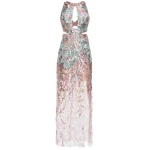 Satin long dress emerald tied back – 4 UK   Luxury Shoes 